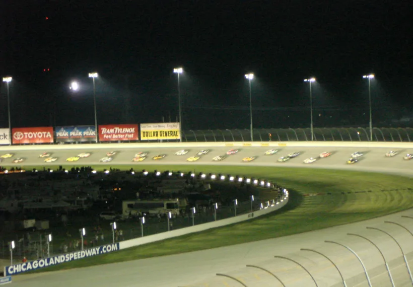 Brandon Zeman’s photo of racecars on a track.