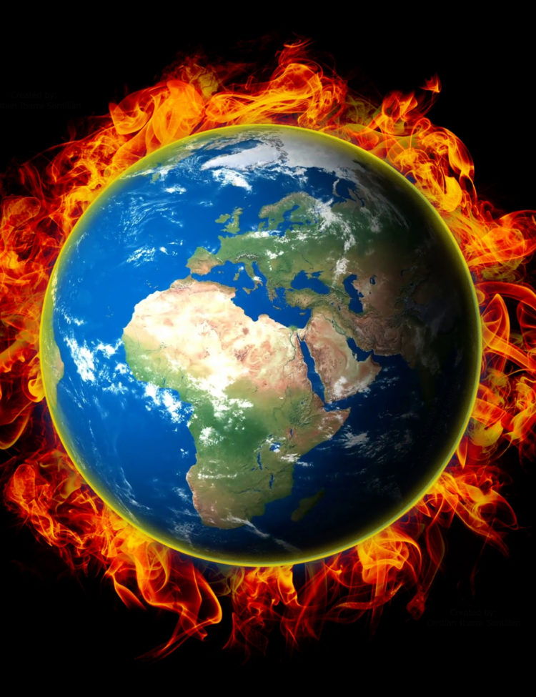 Image of Earth covers in flames