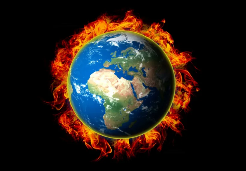 Image of Earth covers in flames