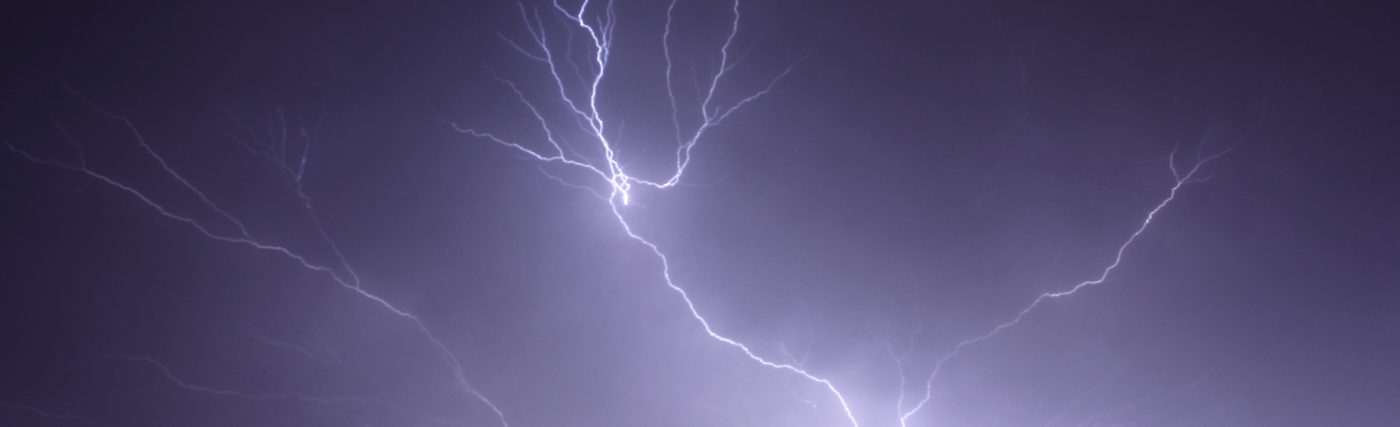 An image of cloud-to-cloud lightning taken in Albury NSW