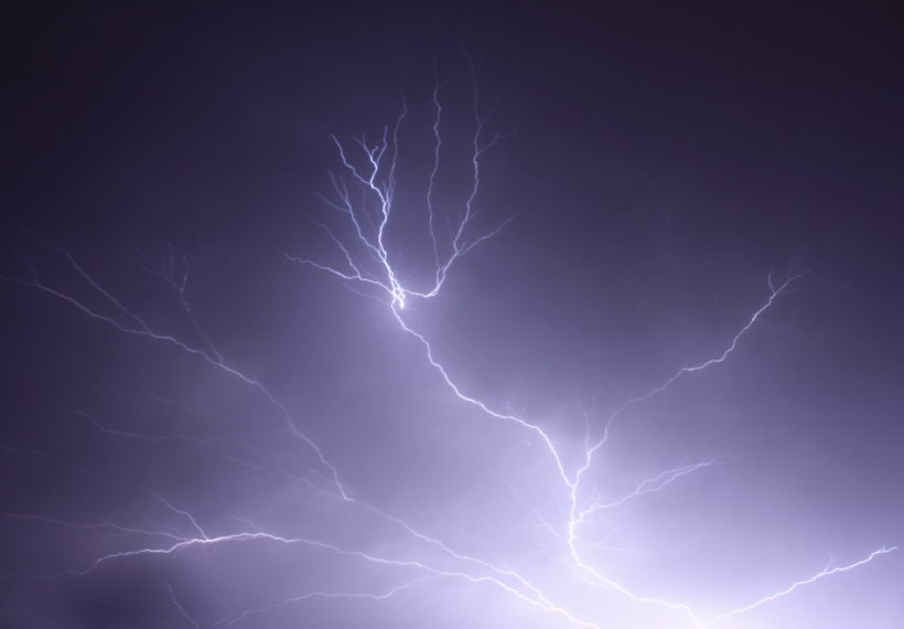 An image of cloud-to-cloud lightning taken in Albury NSW
