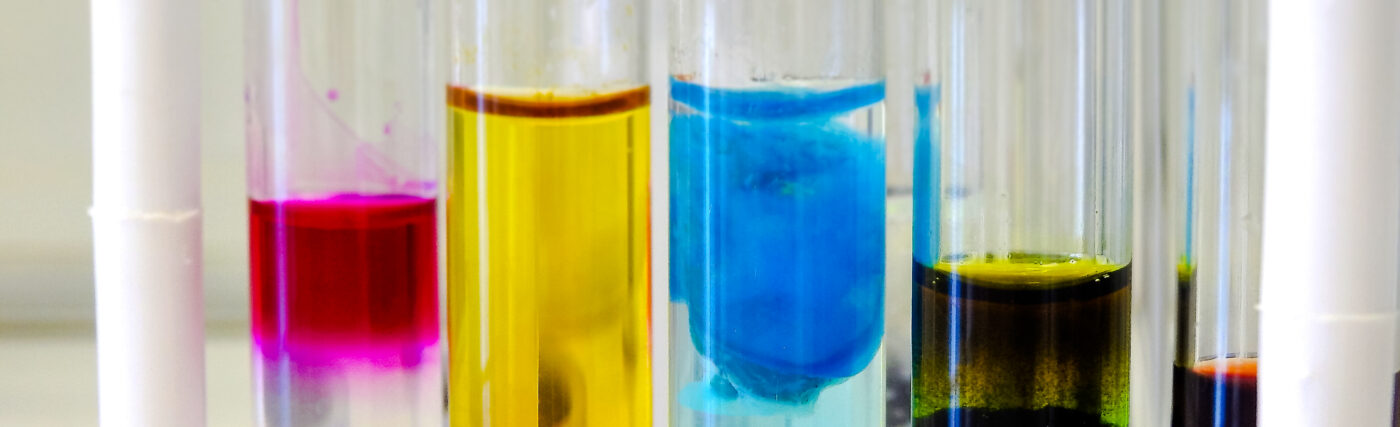 Test Tube Holder with multicolor chemicals