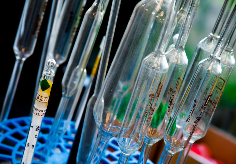 Test tubes used in a laboratory for chemical analysis