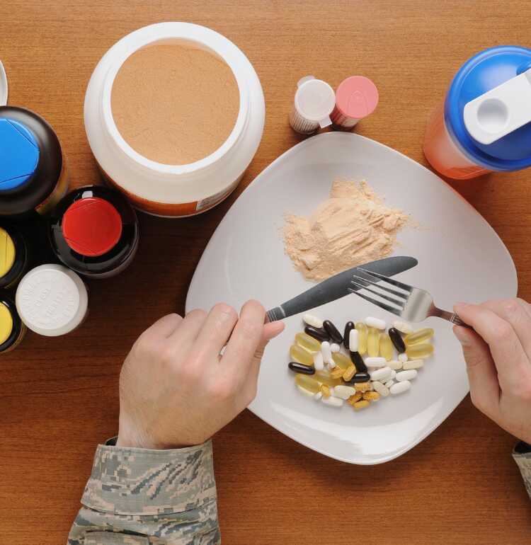 The supplement business is a multi-billion dollar industry that is not currently regulated like conventional food and drug products by the Food and Drug Administration. The use of supplements is designed to add further nutritional value to the diet, not act as a meal replacement. (U.S. Air Force photo illustration/Airman 1st Class Daniel Brosam)