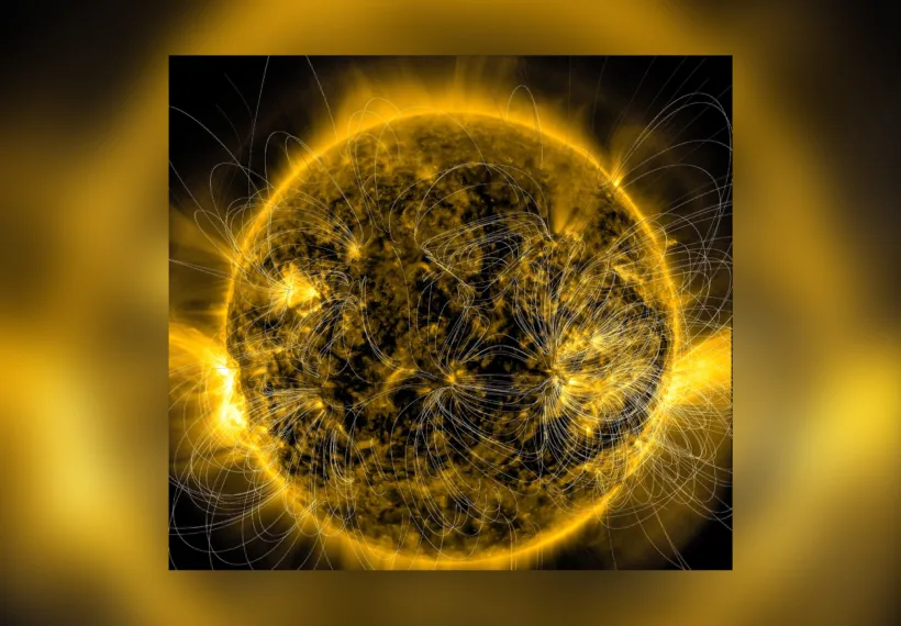 Scientists have developed a way to produce models of where the magnetic field lines are several times each day. Here we have created a time-lapse version of these models over four days (2-3 each day) to give you a peek at how these change over time. The spiraling arcs of magnetic field lines emerge from active regions and connect back to areas with the opposite polarity. The field lines are more concentrated where regions are more magnetically intense. And of course, they rotate with the rotation of the Sun.
