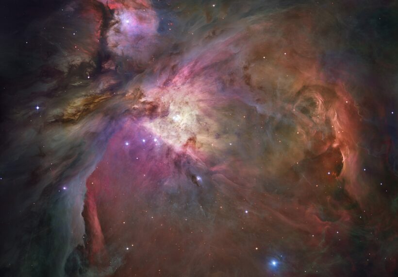 In one of the most detailed astronomical images ever produced, NASA/ESA's Hubble Space Telescope captured an unprecedented look at the Orion Nebula. ... This extensive study took 105 Hubble orbits to complete. All imaging instruments aboard the telescope were used simultaneously to study Orion. The Advanced Camera mosaic covers approximately the apparent angular size of the full moon.