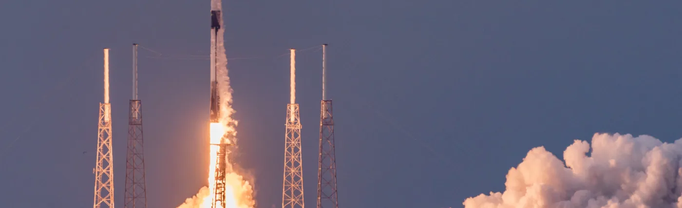 A Falcon 9 SAOCOM 1B rocket successfully launches from SLC-40 at Cape Canaveral Air Force Station, Fla., August 30, 2020 during the SAOCOM 1B mission.