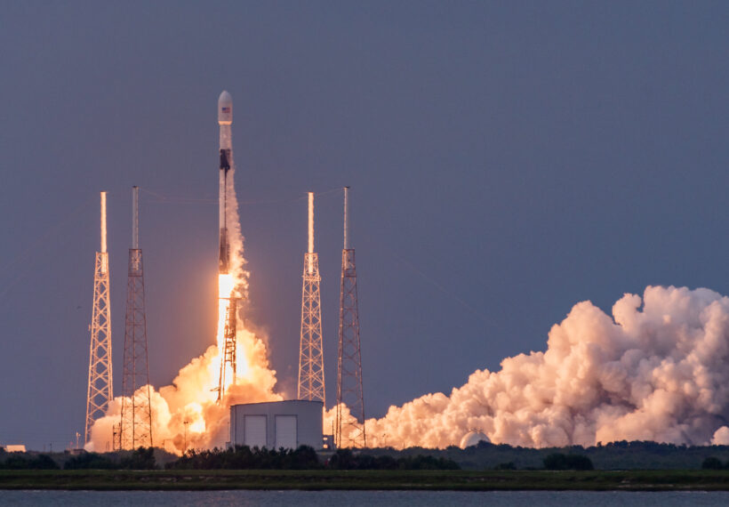 A Falcon 9 SAOCOM 1B rocket successfully launches from SLC-40 at Cape Canaveral Air Force Station, Fla., August 30, 2020 during the SAOCOM 1B mission.
