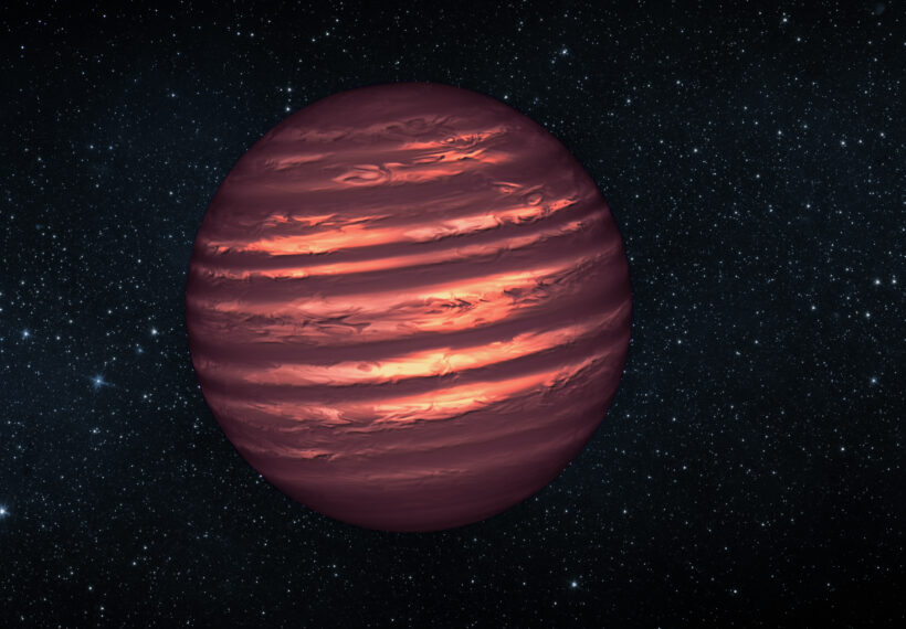 This artist's conception illustrates the brown dwarf named 2MASSJ22282889-431026. NASA's Hubble and Spitzer space telescopes observed the object to learn more about its turbulent atmosphere. Brown dwarfs are more massive and hotter than planets but lack the mass required to become sizzling stars. Their atmospheres can be similar to the giant planet Jupiter's. Spitzer and Hubble simultaneously observed the object as it rotated every 1.4 hours. The results suggest wind-driven, planet-size clouds.