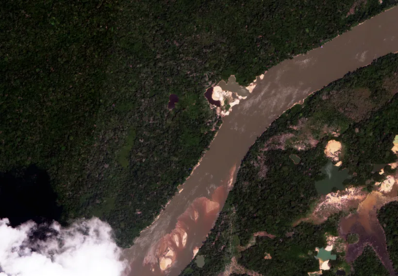 Image of Illegal Gold Mine located in the Amazon Basin in Roraima Brazil