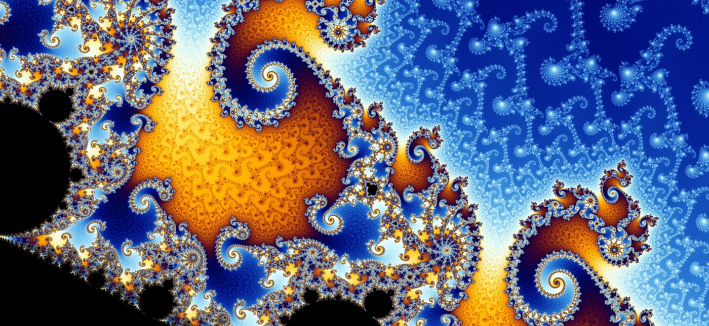 Partial view of the Mandelbrot set. Step 4 of a zoom sequence: The central endpoint of the "seahorse tail" is also a Misiurewicz point. Coordinates of the center: Re(c) = -.743,643,900,055, Im(c) = .131,825,890,901 Horizontal diameter of the image: .000,000,049,304 Magnification relative to the initial image: 62,407,000 Created by Wolfgang Beyer with the program Ultra Fractal 3. Uploaded by the creator.