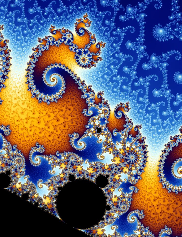 Partial view of the Mandelbrot set. Step 4 of a zoom sequence: The central endpoint of the "seahorse tail" is also a Misiurewicz point. Coordinates of the center: Re(c) = -.743,643,900,055, Im(c) = .131,825,890,901 Horizontal diameter of the image: .000,000,049,304 Magnification relative to the initial image: 62,407,000 Created by Wolfgang Beyer with the program Ultra Fractal 3. Uploaded by the creator.