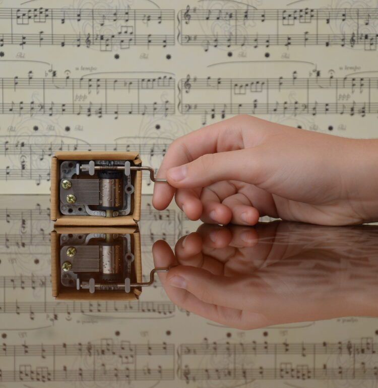 A small music box playing music.