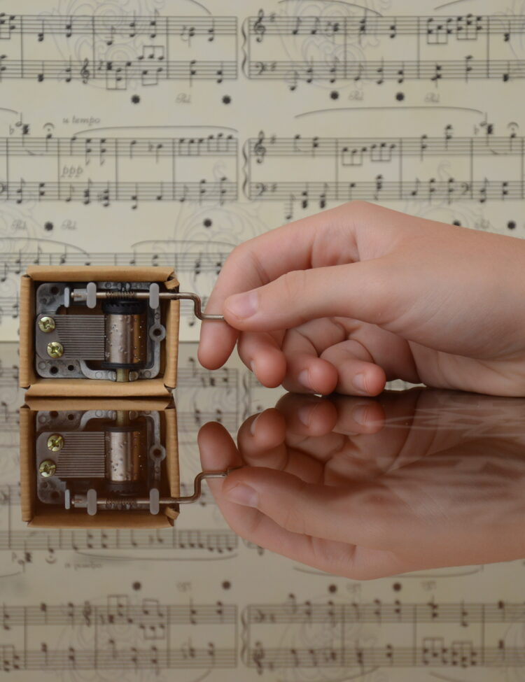 A small music box playing music.