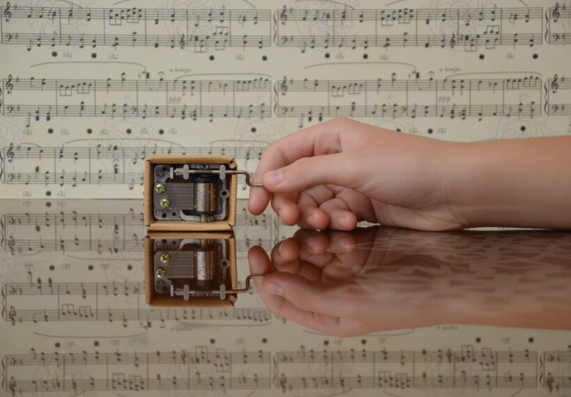 A small music box playing music.