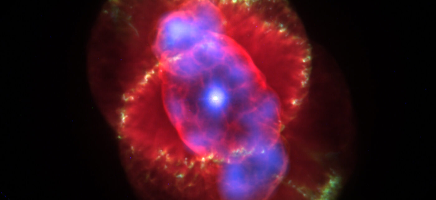 X-ray/optical composite image of NGC 6543, the Cat's Eye Nebula (X-ray: NASA/UIUC/Y.Chu et al., Optical: NASA/HST).