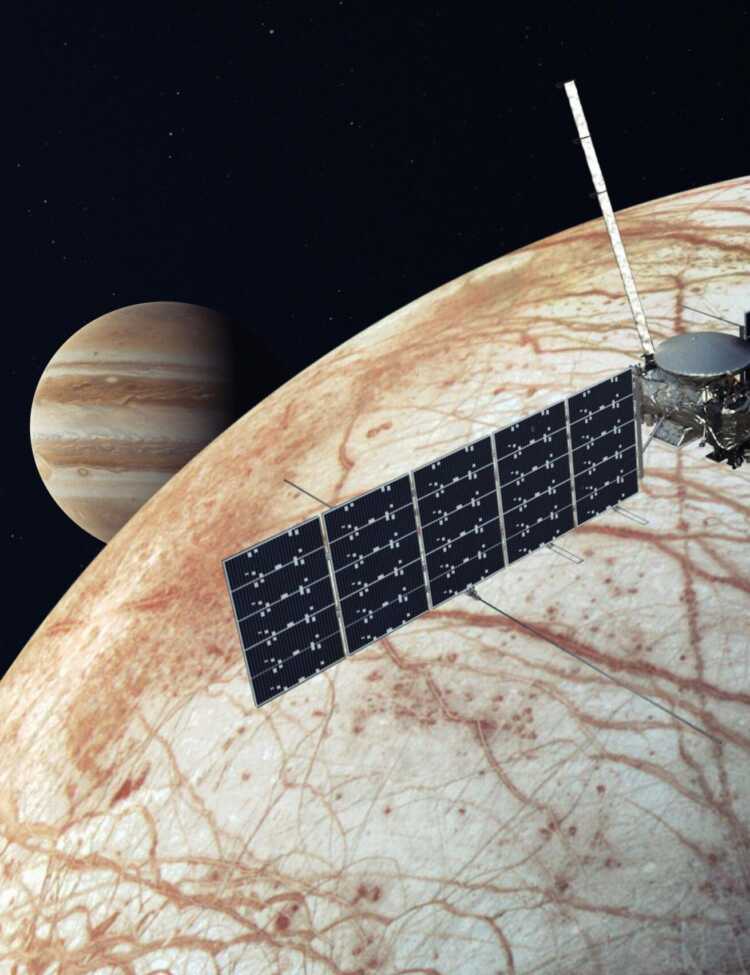 Artist Rendering of Europa Clipper Orbiting Jupiter