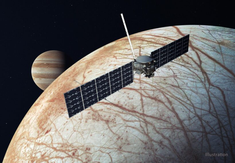 Artist Rendering of Europa Clipper Orbiting Jupiter