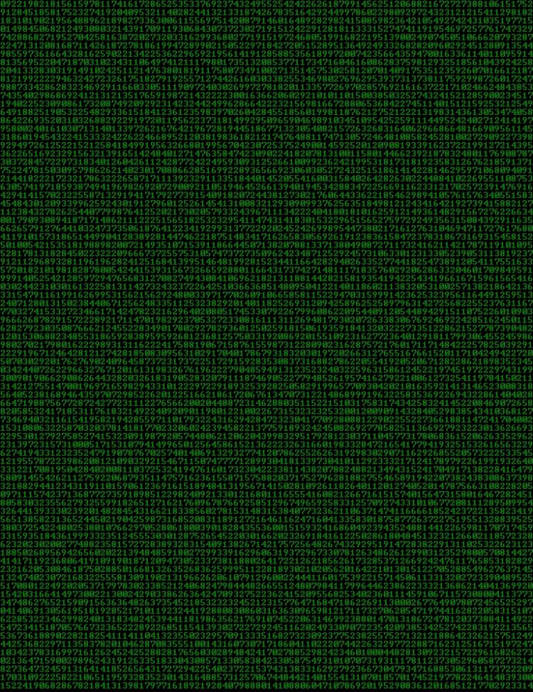 Randomly generated numbers in green text set to a black background.