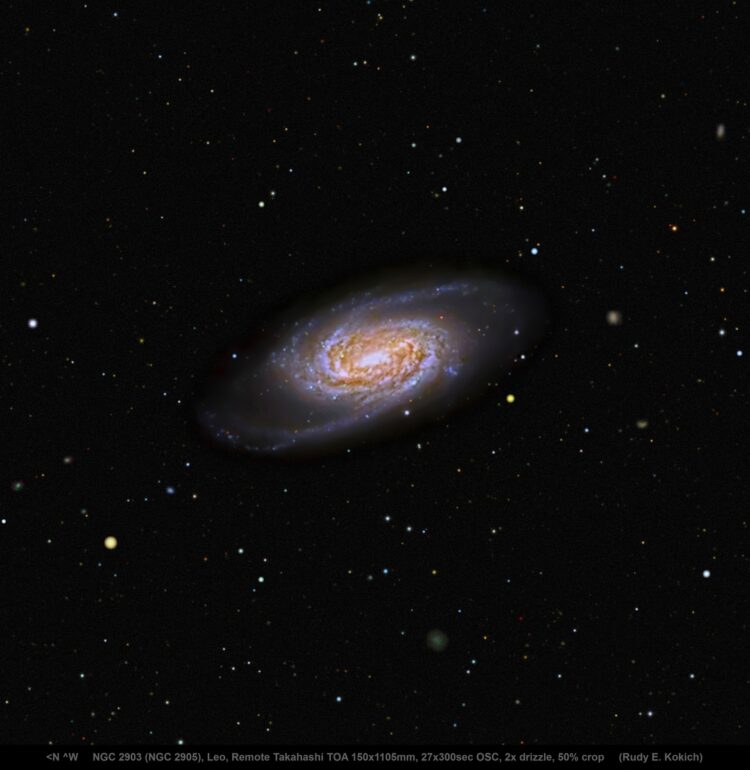 Field Galaxy NGC 2903, Satellite Galaxy UGC 5086, and Three Quasars, Leo