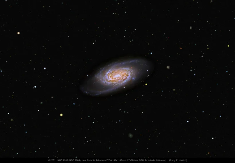 Field Galaxy NGC 2903, Satellite Galaxy UGC 5086, and Three Quasars, Leo