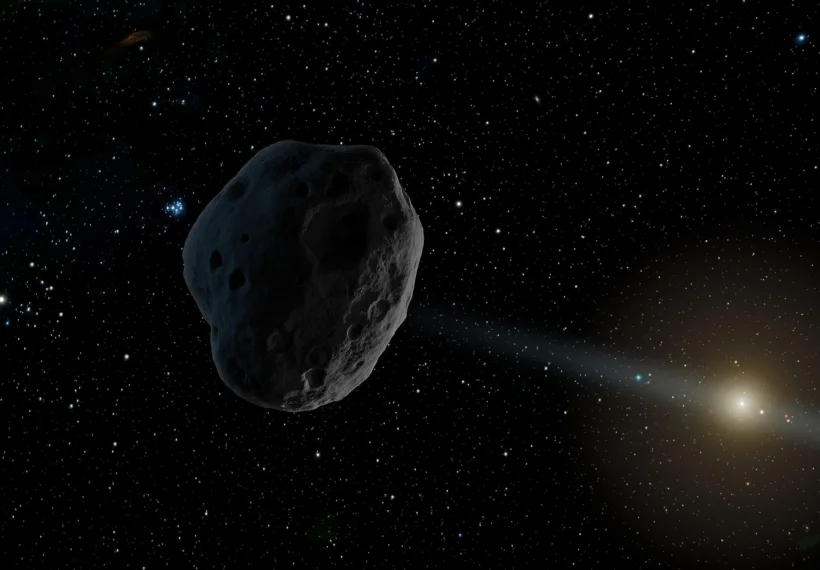 An artist's rendition of 2016 WF9 as it passes Jupiter's orbit inbound toward the sun.
