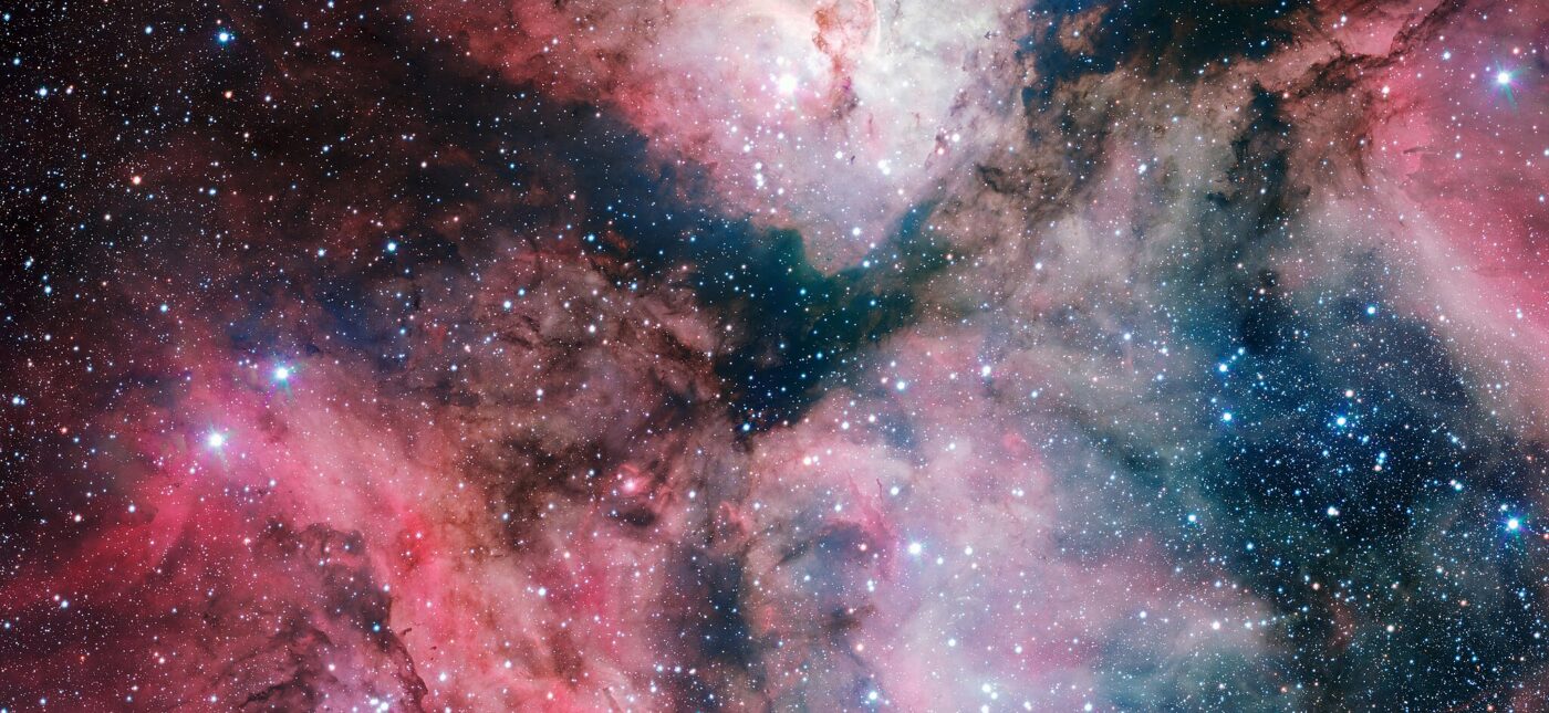 The spectacular star-forming Carina Nebula has been captured in great detail by the VLT Survey Telescope at ESO’s Paranal Observatory. This picture was taken with the help of Sebastián Piñera, President of Chile, during his visit to the observatory on 5 June 2012 and was released on the occasion of the new telescope’s inauguration in Naples on 6 December 2012.