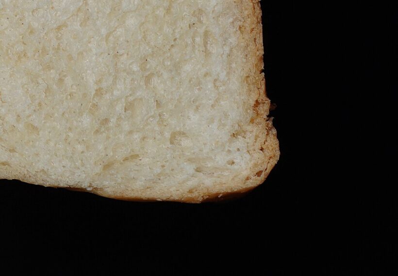 Close up of toast bread on neutral background