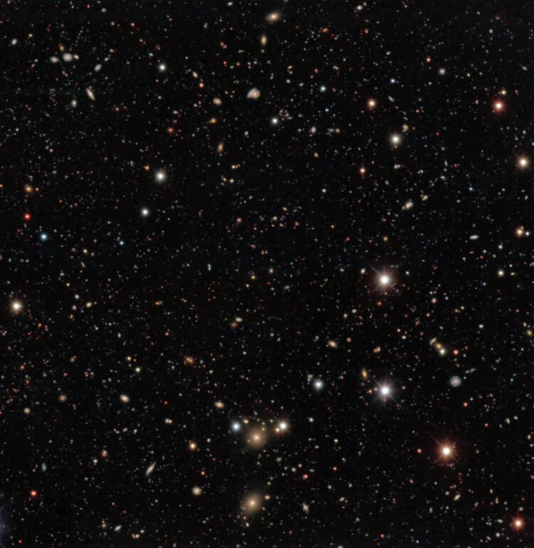 A deep image from the Dark Energy Survey showing the field covered by one of the individual detectors in the Dark Energy Camera.