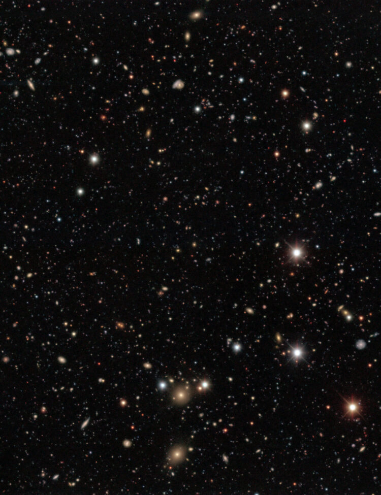 A deep image from the Dark Energy Survey showing the field covered by one of the individual detectors in the Dark Energy Camera.