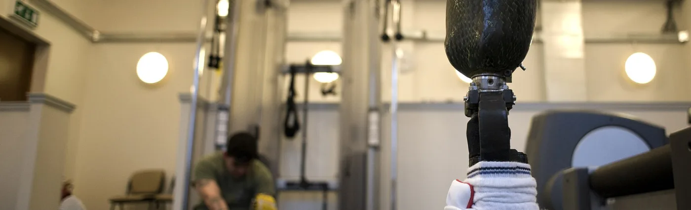 A soldier with a prosthetic leg is pictured at the Personnel Recovery Centre in Edinburgh.