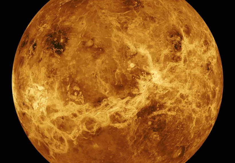 Global view of the surface of Venus is centered at 180 degrees east longitude