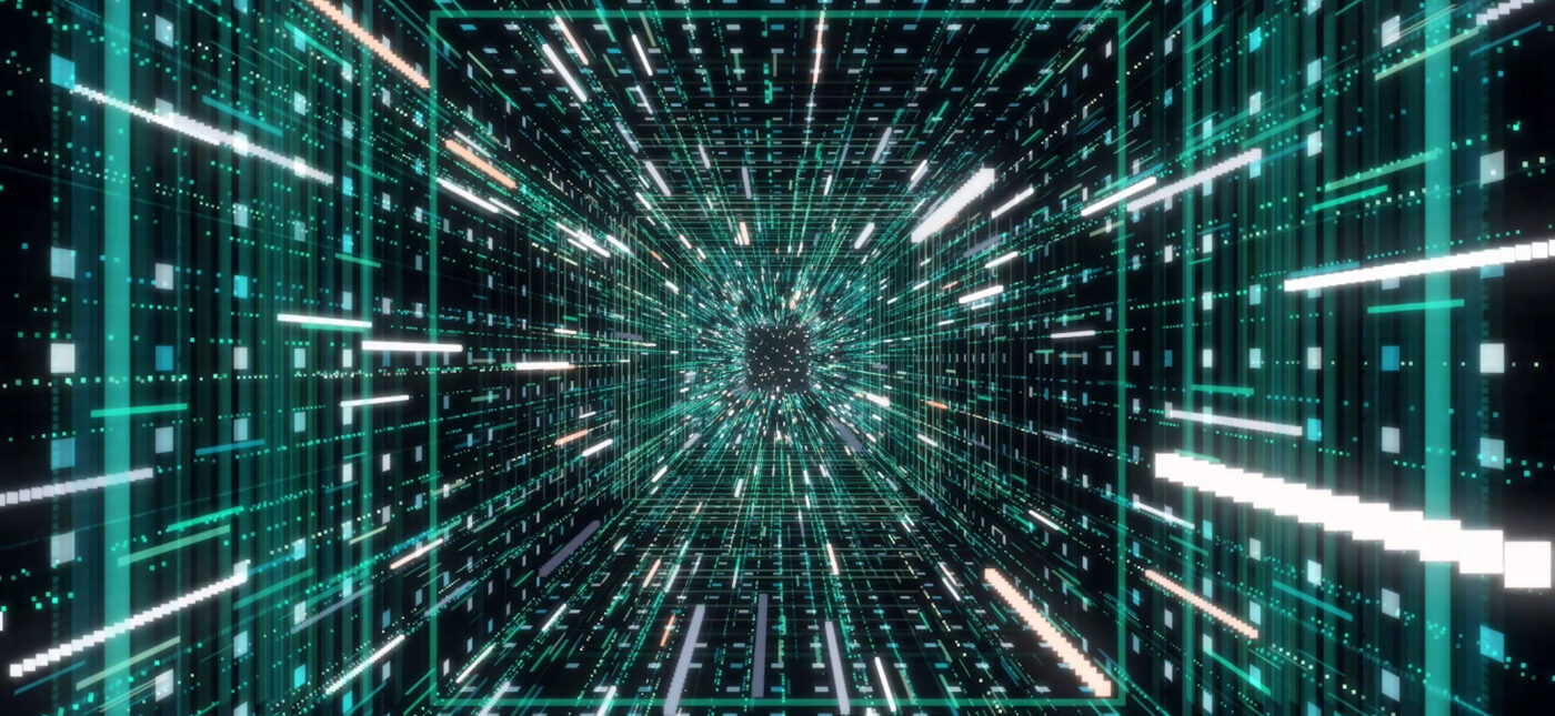 Still Image of Abstract Creative Cosmic Background Hyper Jump Into Another Galaxy Through The Green Tunnel Animation Speed Of Light Neon Glowing Rays