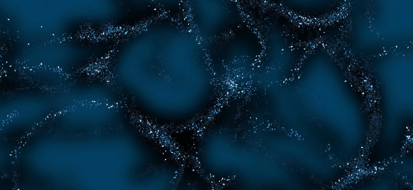 This image is a creative illustration that shows what scientists call "The Large Scale Structure of the Universe." It is heavily influenced by dark matter, which which acts as the underlying scaffolding that attracts and draws together normal matter.