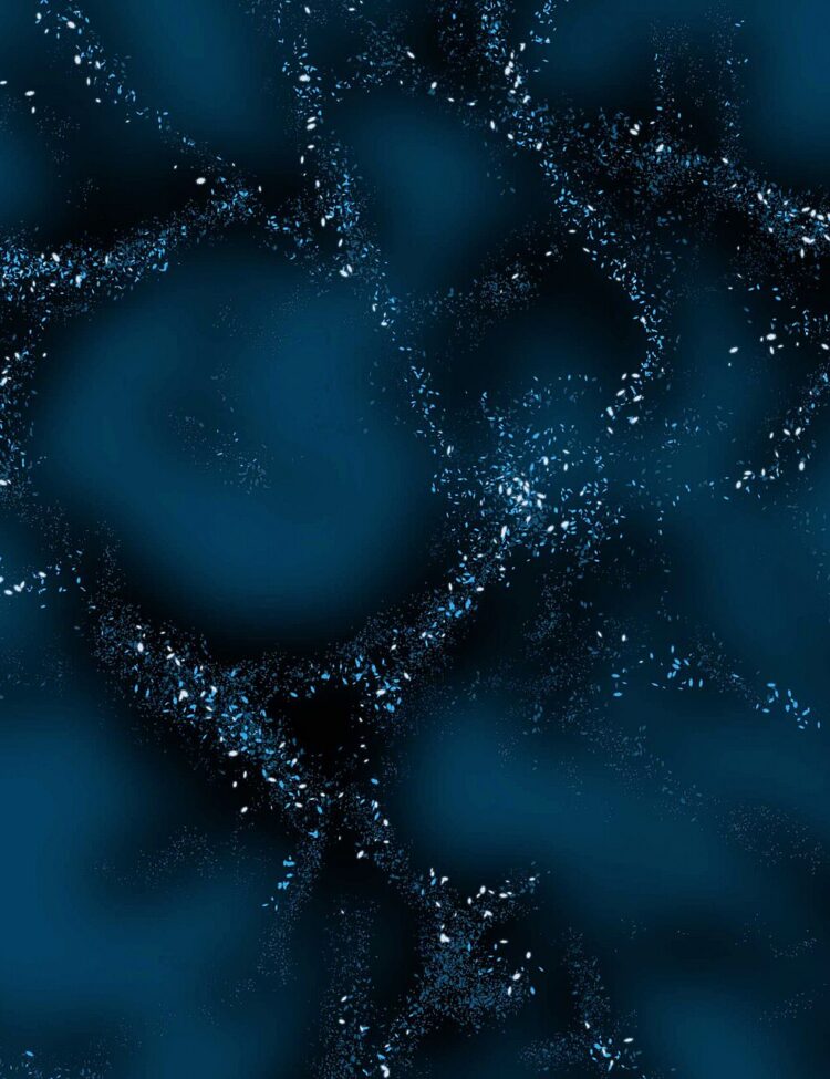 This image is a creative illustration that shows what scientists call "The Large Scale Structure of the Universe." It is heavily influenced by dark matter, which which acts as the underlying scaffolding that attracts and draws together normal matter.