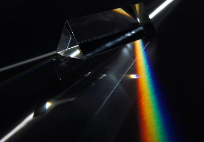 light is dispersed in seven colours by triangular prism
