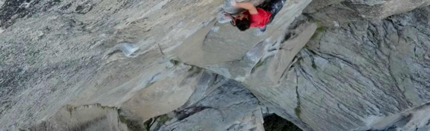 Alex Honnold free soloing "Freerider" (5.13a, 30-pitches, 915-metres) on El Capitan, Yosemite, California