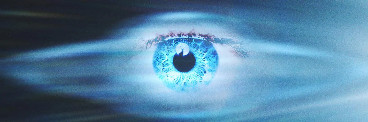 Image of an iris overlaying a UFO