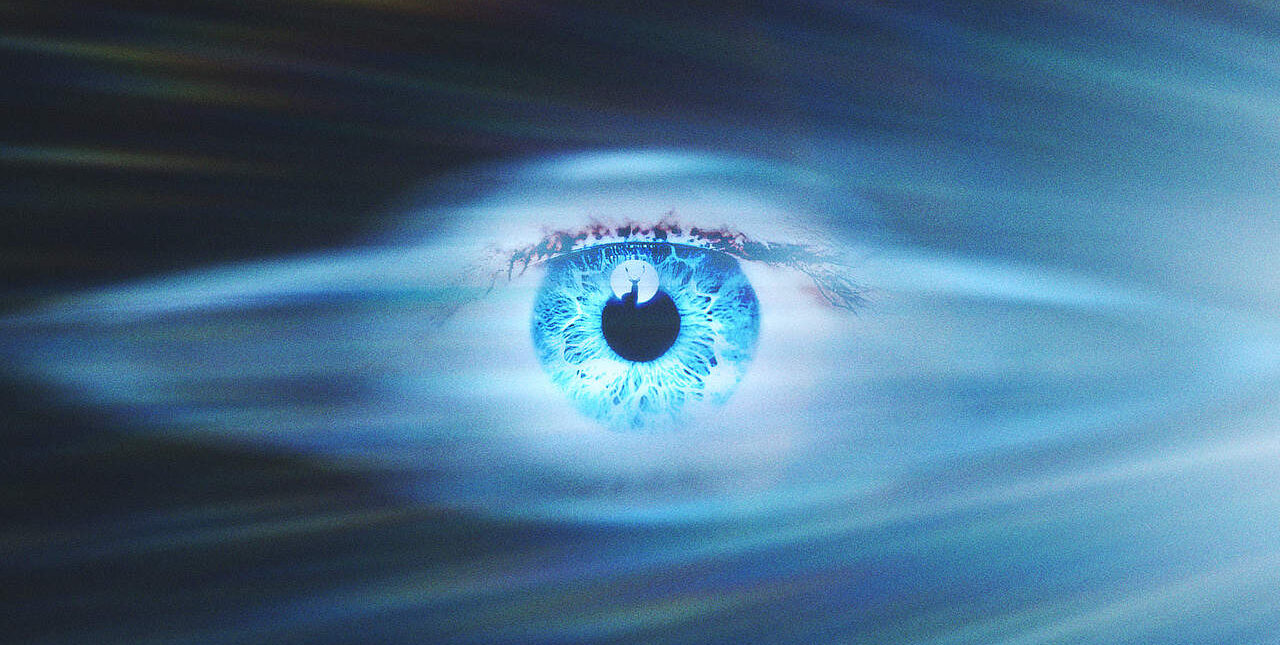 Image of an iris overlaying a UFO