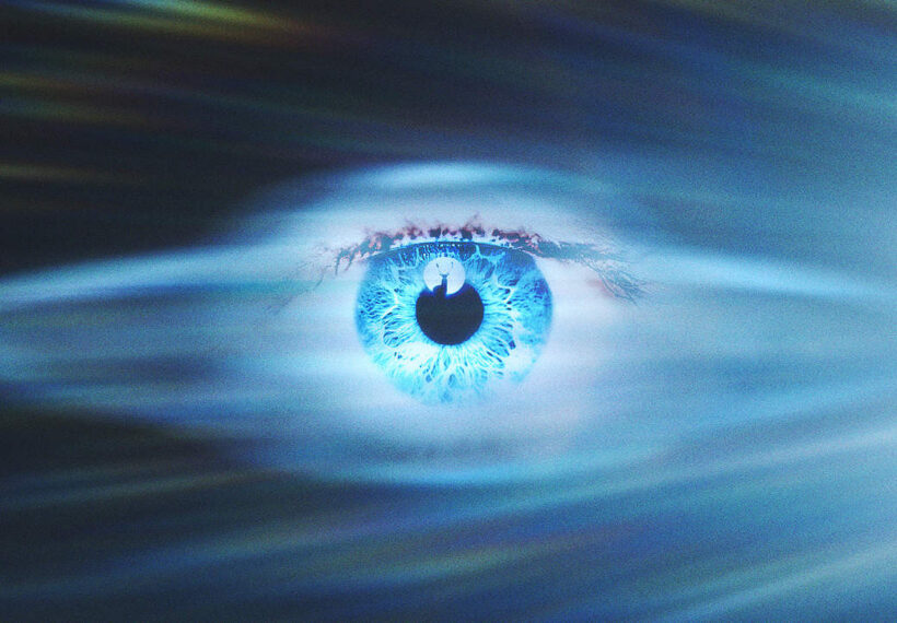Image of an iris overlaying a UFO
