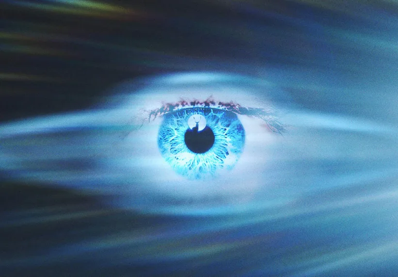 Image of an iris overlaying a UFO