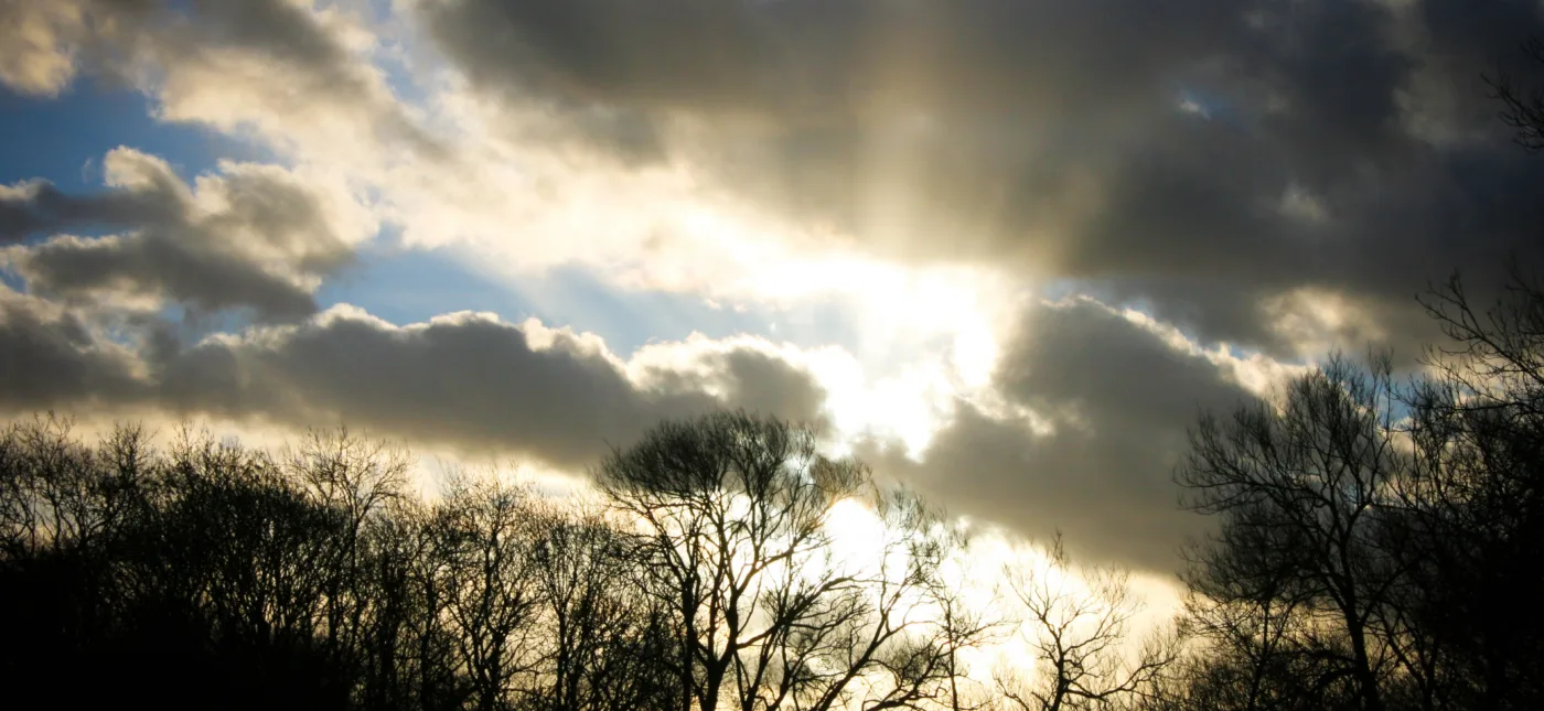 Rays of sun bursting through the clouds