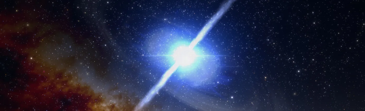 This artist's impression illustrates the merger of two neutron stars, which produces the remarkably brief (1- to 2-second) yet intensely powerful event known as a short gamma-ray burst.